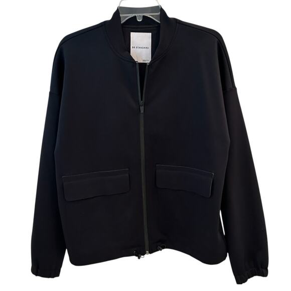 Banana Republic Standard Neoprene Bomber Scuba Jacket Black Medium - Picture 2 of 10